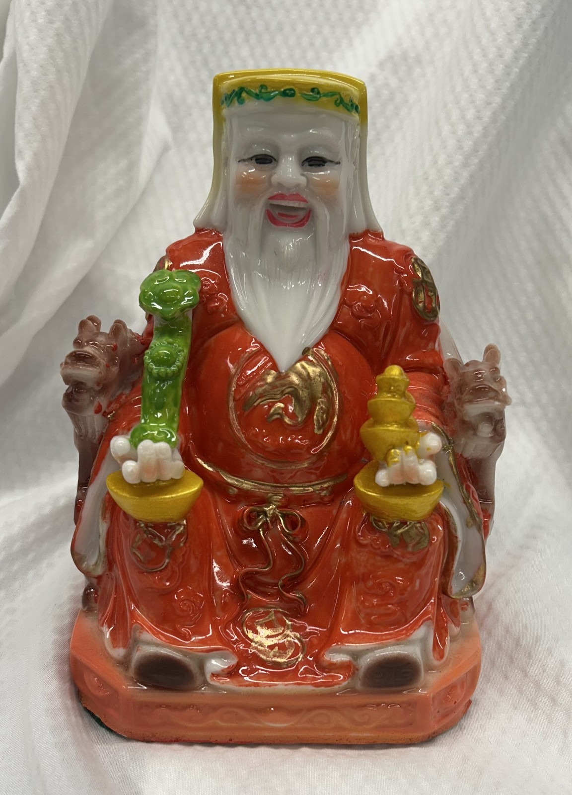 Vintage Ceramic Figurine Chinese Deity God of Wealth Figurine Statue