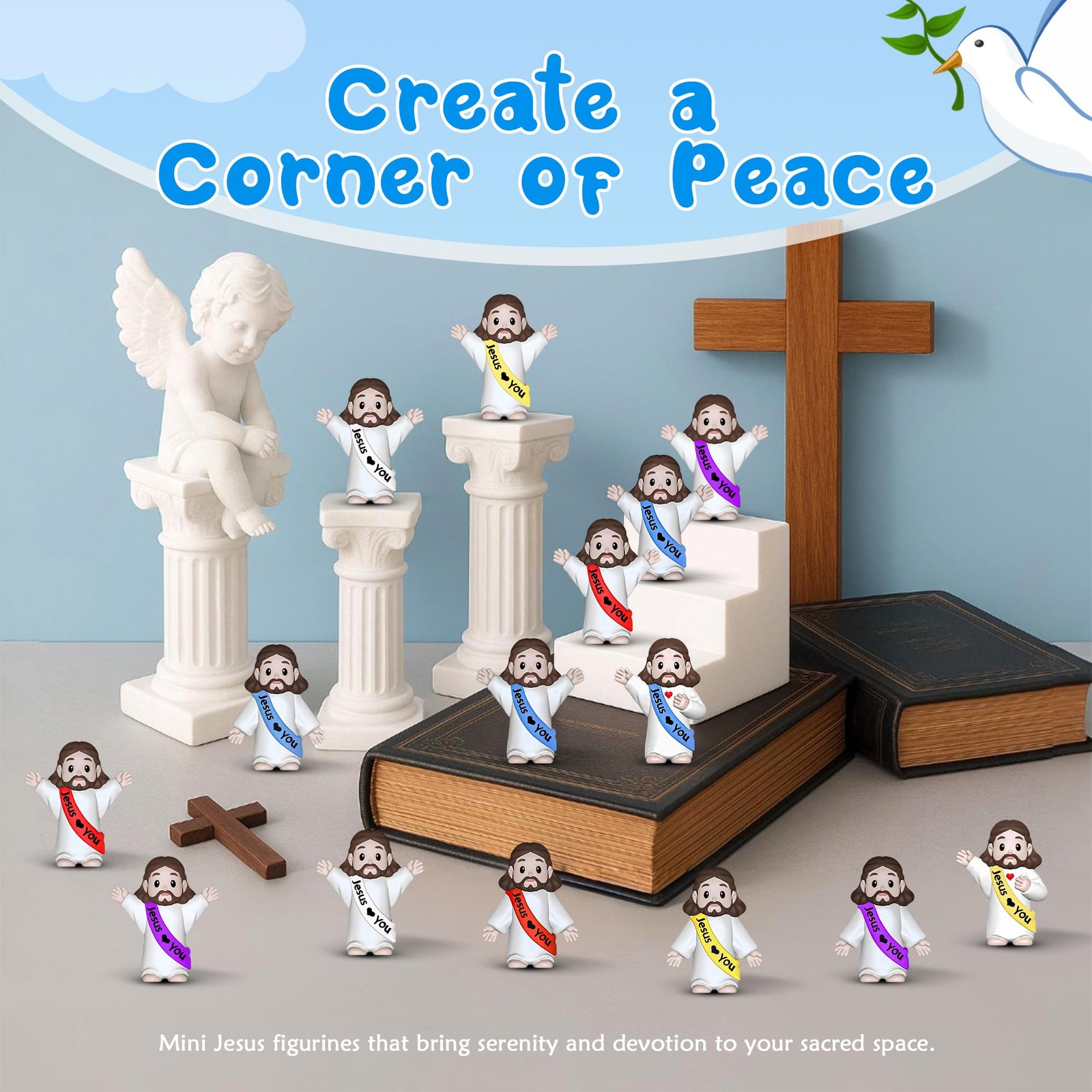 Mini Jesus Figures Religious Decorations Miniature Easter Christian Statues Kit