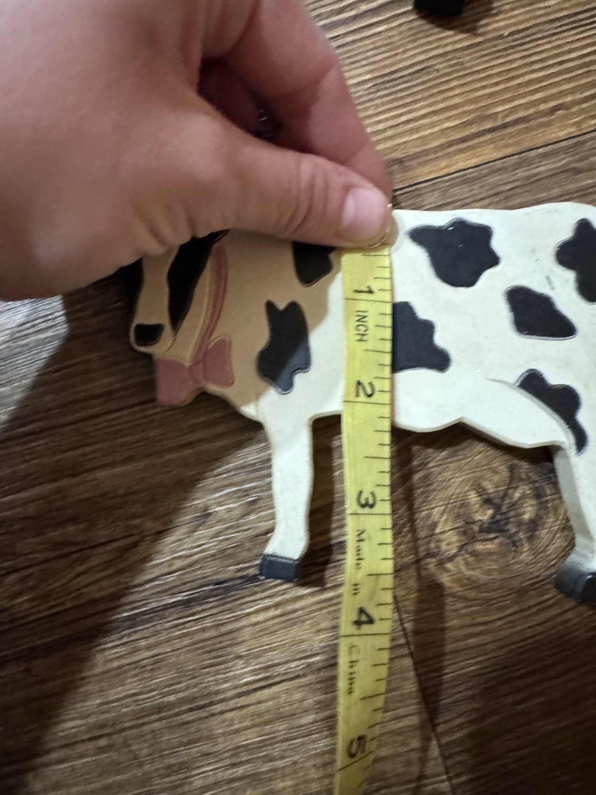 Vintage 90s Cow Wall Decor Plastic Set of 5 Wall Hanging Kitchen Nursery Bow