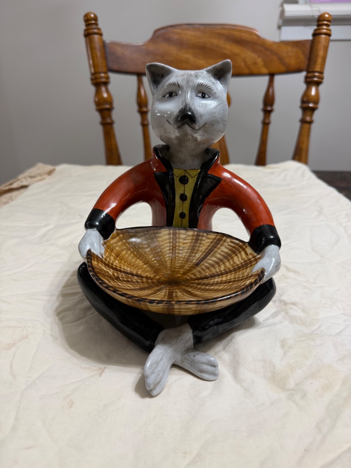 Vintage Rare Ceramic Fox Holding Dish. Butler Whimsical Decor