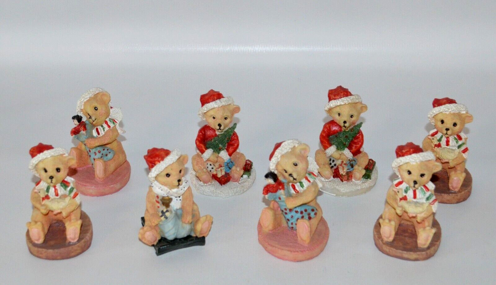 Vintage Lot of 8 Albert Price Porcelain Christmas Bears About 3″