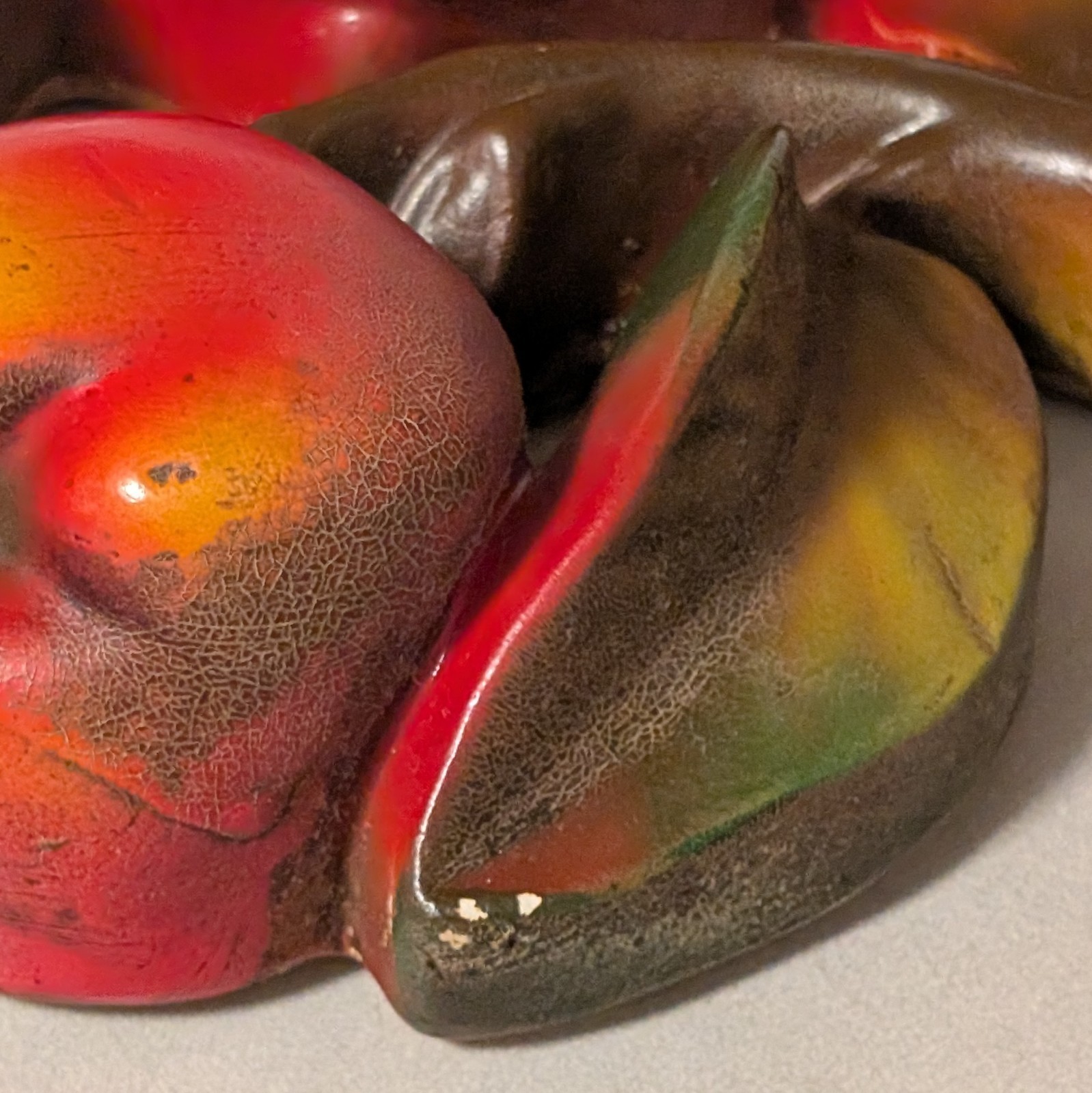 VTG Chalkware Red Apples on Branch Wall Hanging Decor 11″ x 8″