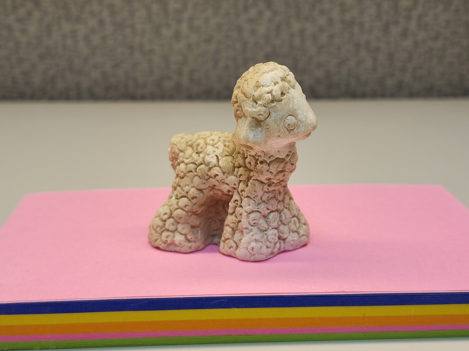 Vintage Minature Carved White Lamb Stone? Resin?