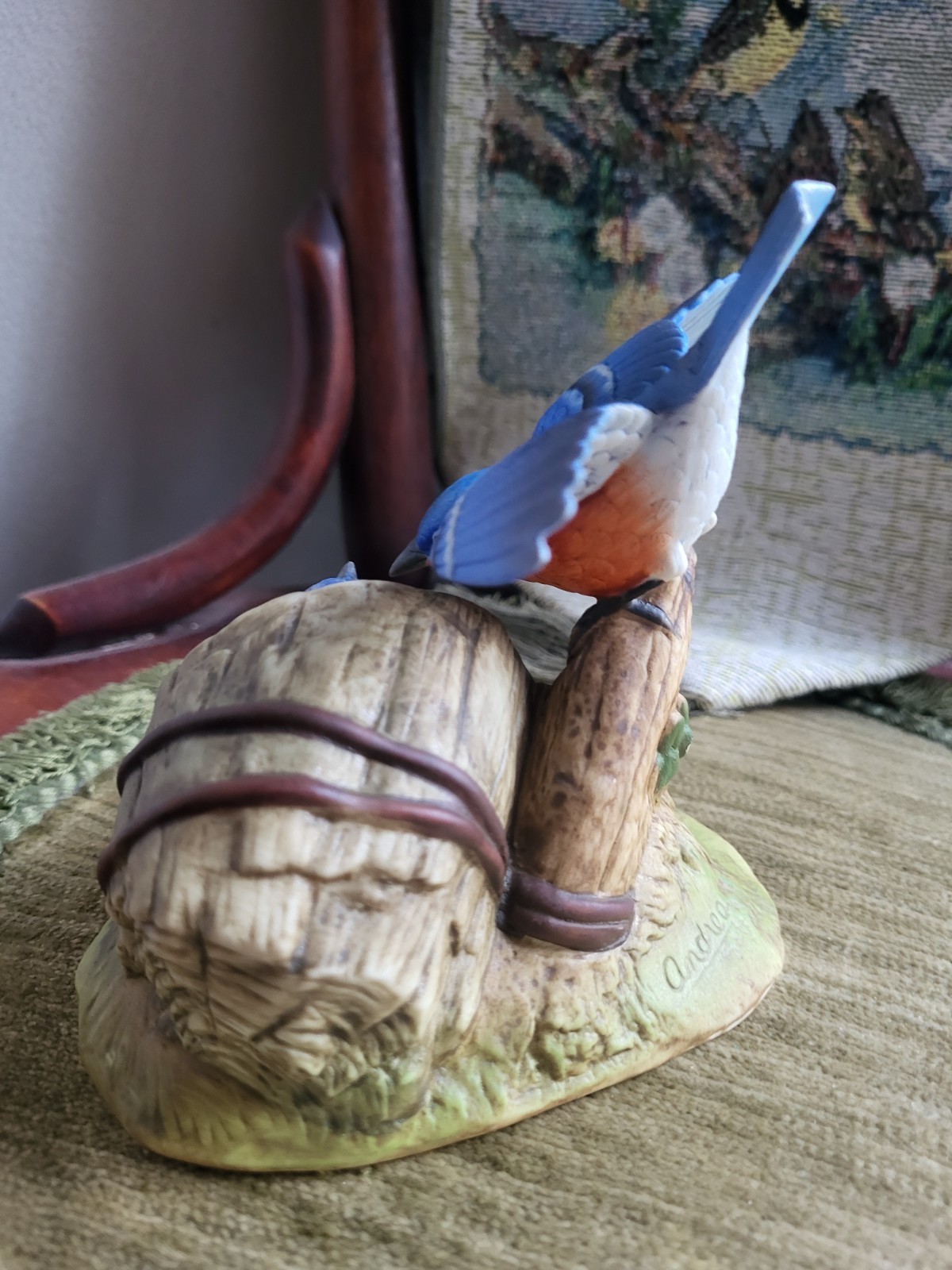 ANDREA BY SADEK BlueBird Family PORCELAIN FIGURINE #8177 Vintage Cottage Core