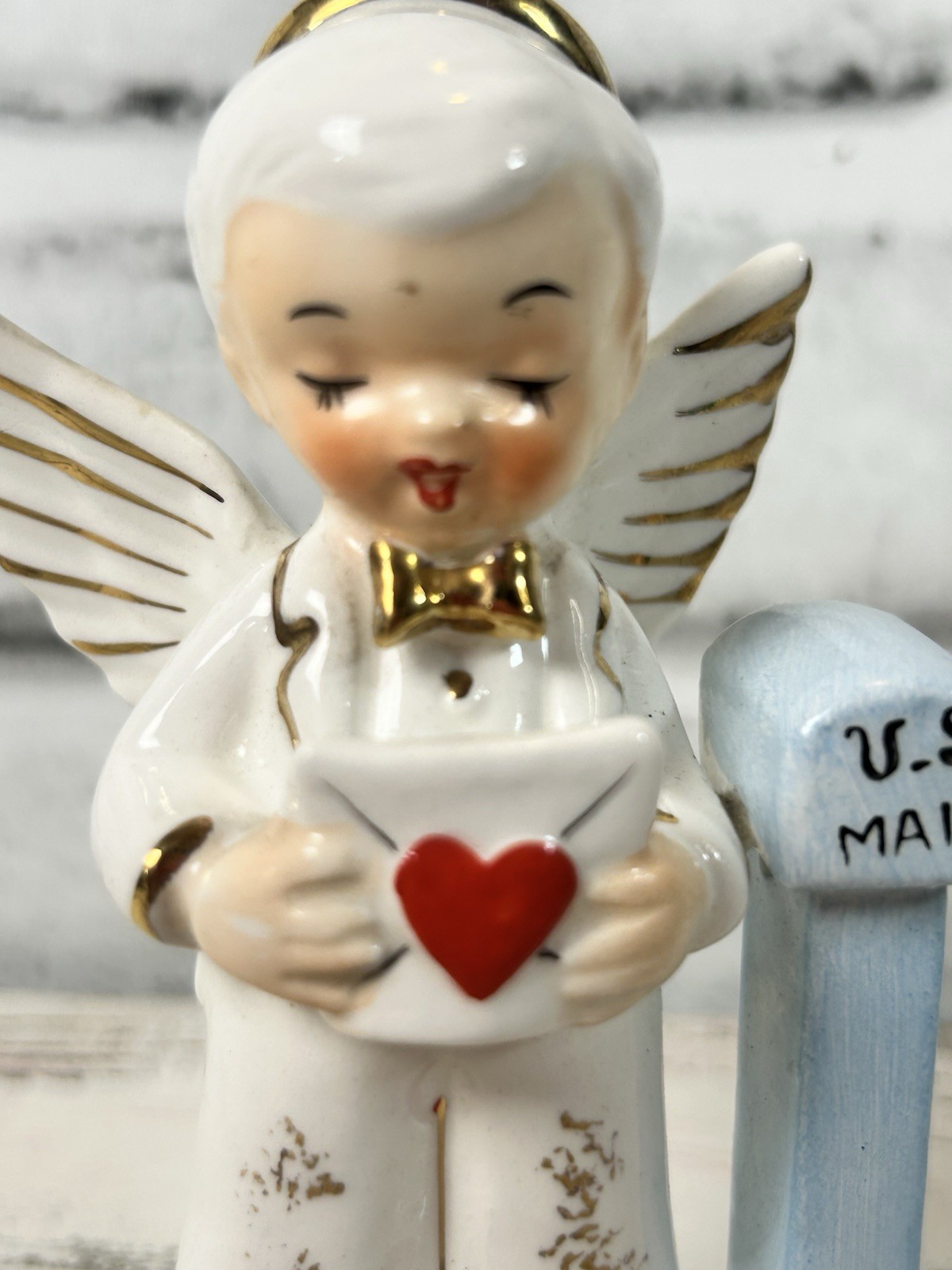 Vintage 1956 Napco February Birthday Angel Boy Valentine’s Day Mailbox A1918