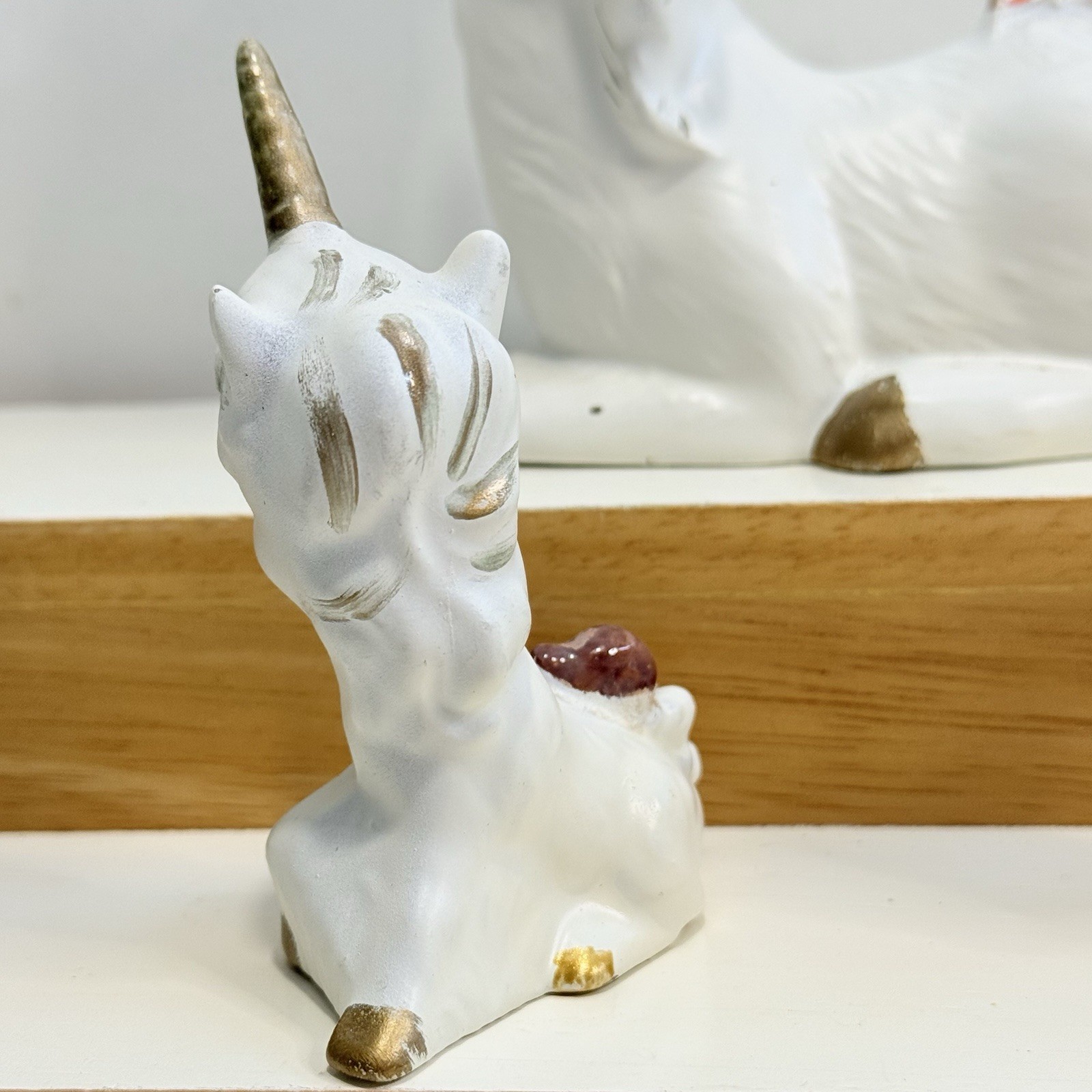 Vintage Hand Painted Unicorn Mama And Two Babies Set Of 3