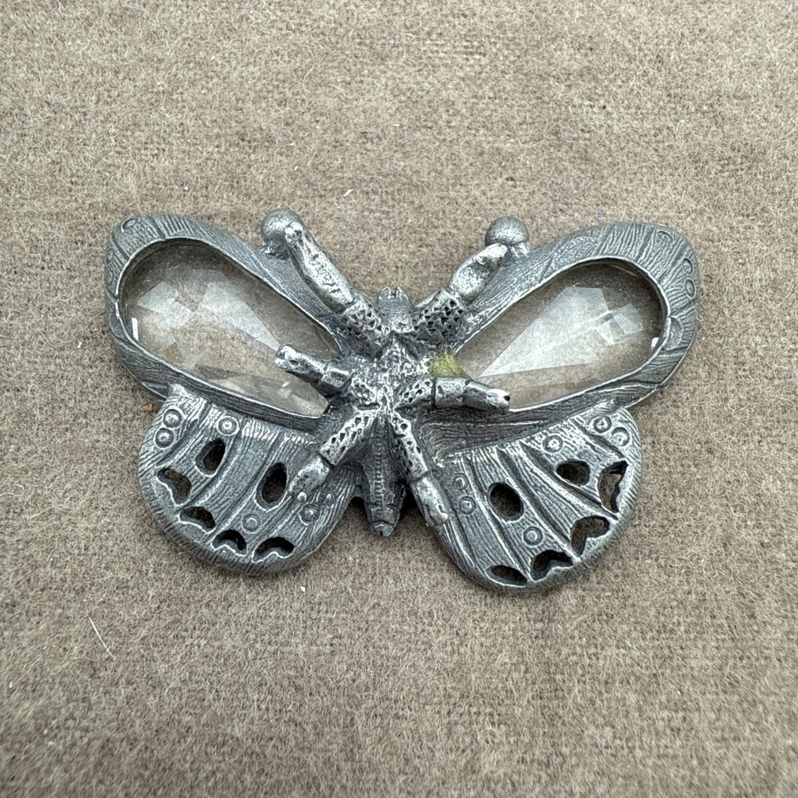 Vintage Crystal And Metal Butterfly Miniature Figurine Decor