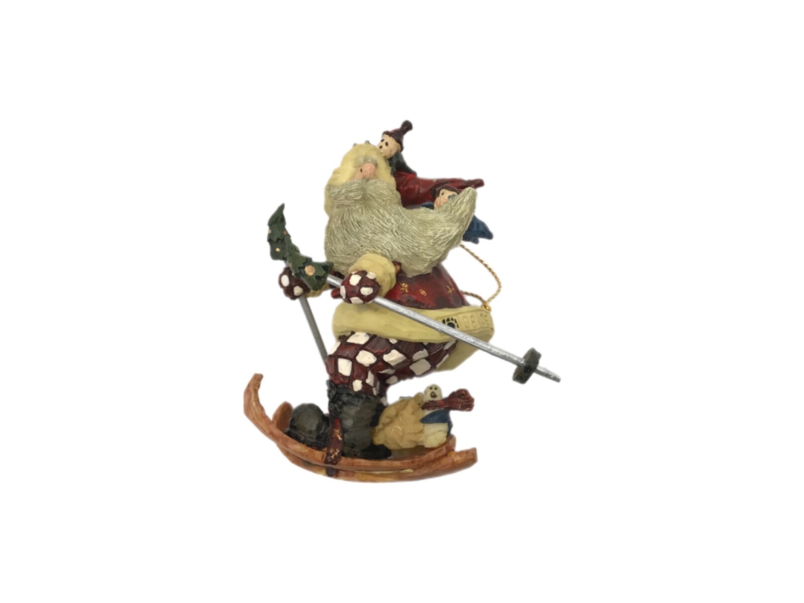Boyds Bears Skiing Santa In The Nick of Time Handmade Christmas Ornament w/Box