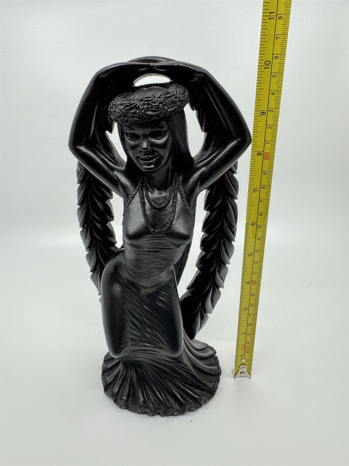 Vintage Coco Joe’s Hawaiian Tiki Hula Girl Dancer Black Lava Stone 10″ Figurine