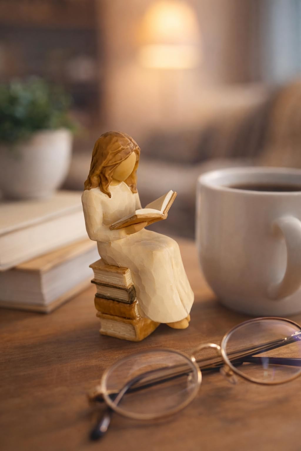 6 Inch Reading Girl Figurine Book Lover Sculpture Home Office Decor Gift