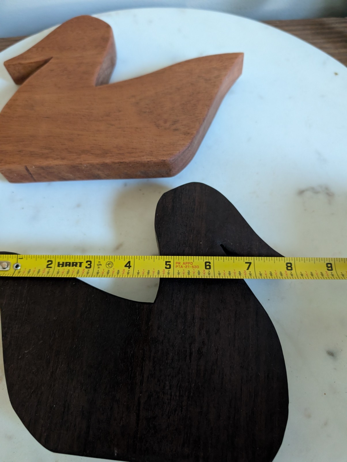 Handmade Wooden Duck Pair Mahogany Walnut Minimalist Bird Carving Decor