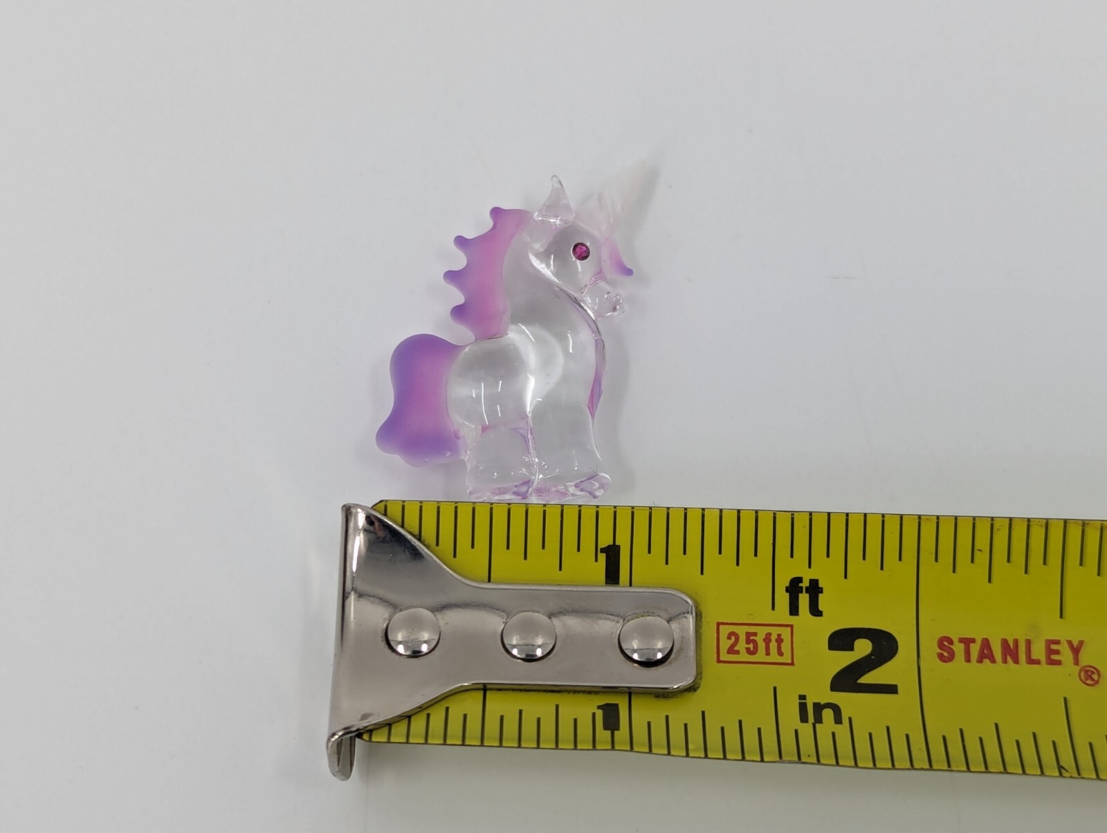 Sparkle Unicorn Glass Tiny Figurine Miniature with Eye Crystals and Pink Maine