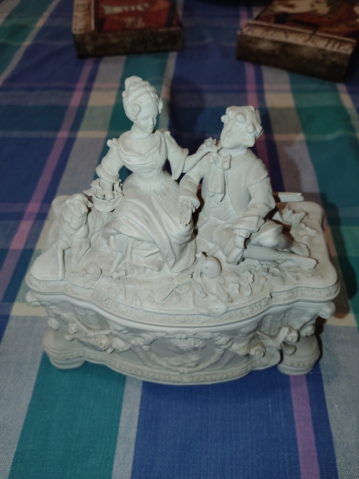Antique European Porcelain Bisque Jewelry Box Unknown Maker see markings