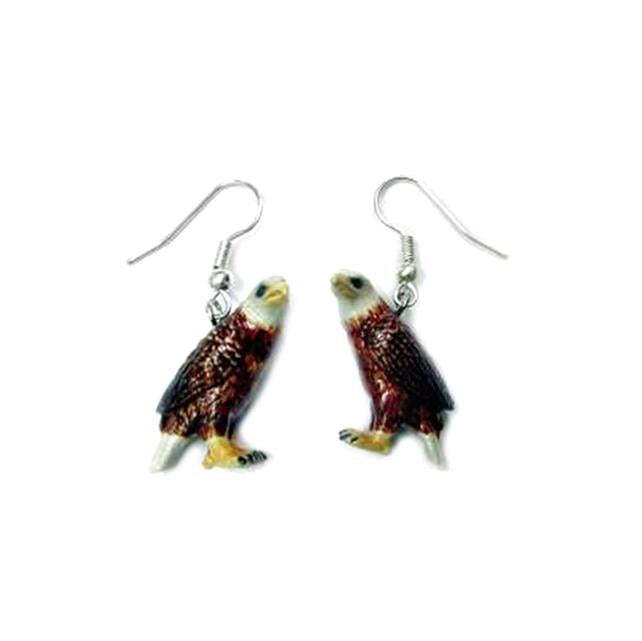Little Critterz Jewelry – Brown Bald Eagle Bird – Porcelain Earrings Jewelry