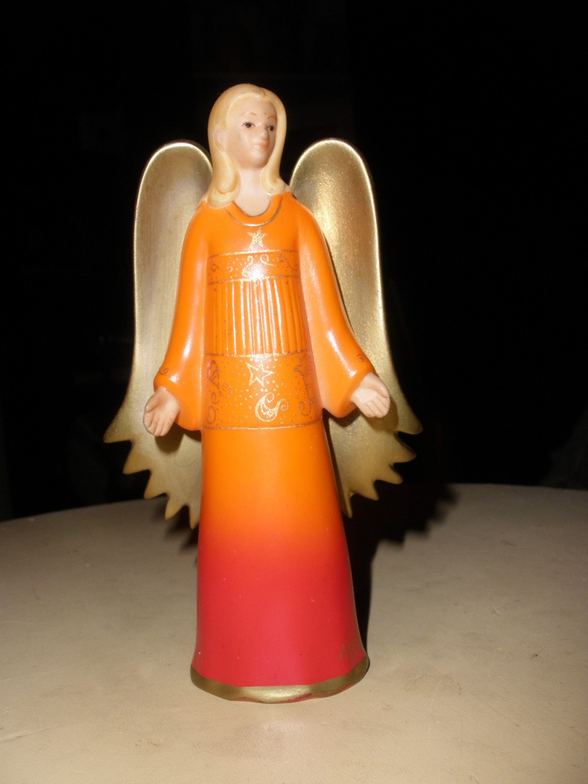 Goebel Angel Figurine Orange/ Red With Gold 4.75 “ Tall Mara!