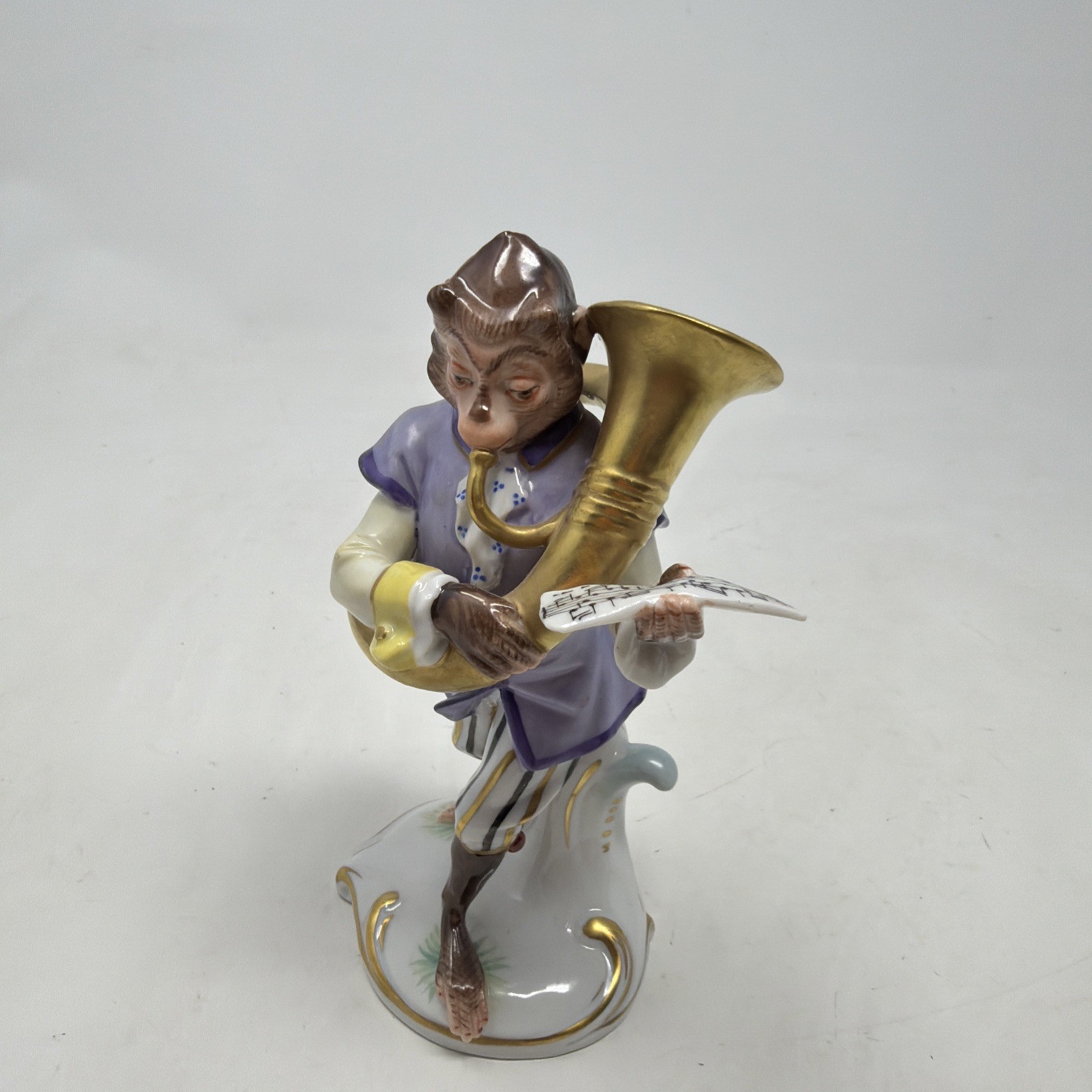 Antique Porcelain Monkey Band Double Bass Figure/Andreas Klötzer/Volkstedt/c1900