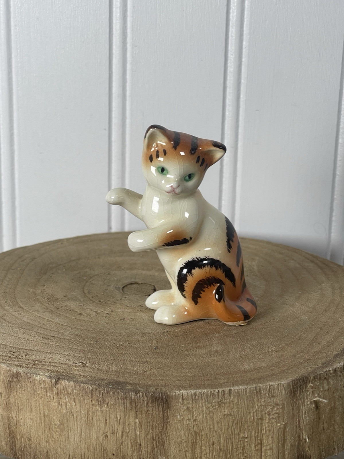 Goebel Tiger Striped Cat Figurine Green Eyes 3.25 inches Germany Tabby Kitty