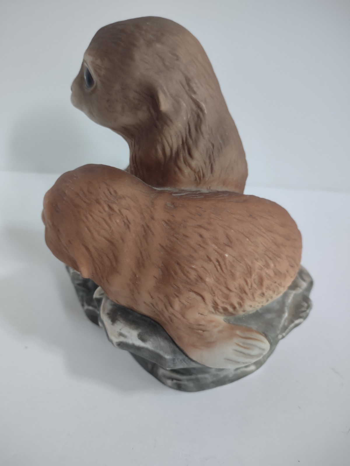 Vintage Porcelain Homco 2 Brown Baby Seals Figurine Masterpiece Collection 1981