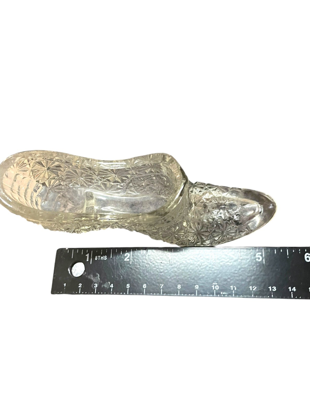 Vintage Mini High Heel Shoe Figurines Glass & Floral Porcelain Set Of 2