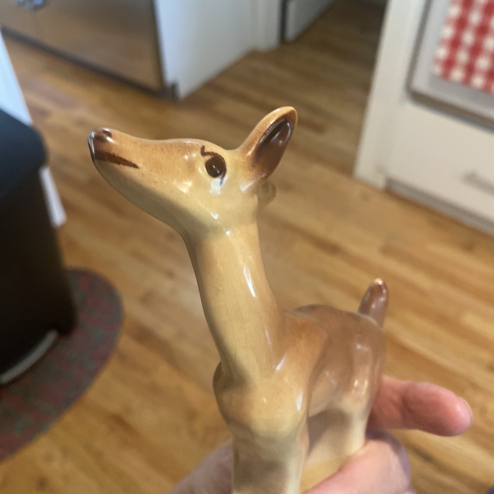 Deer Fawn Ceramic Figurine Statue Mid Century Modern MCM 7.5”Standing Figure Vtg