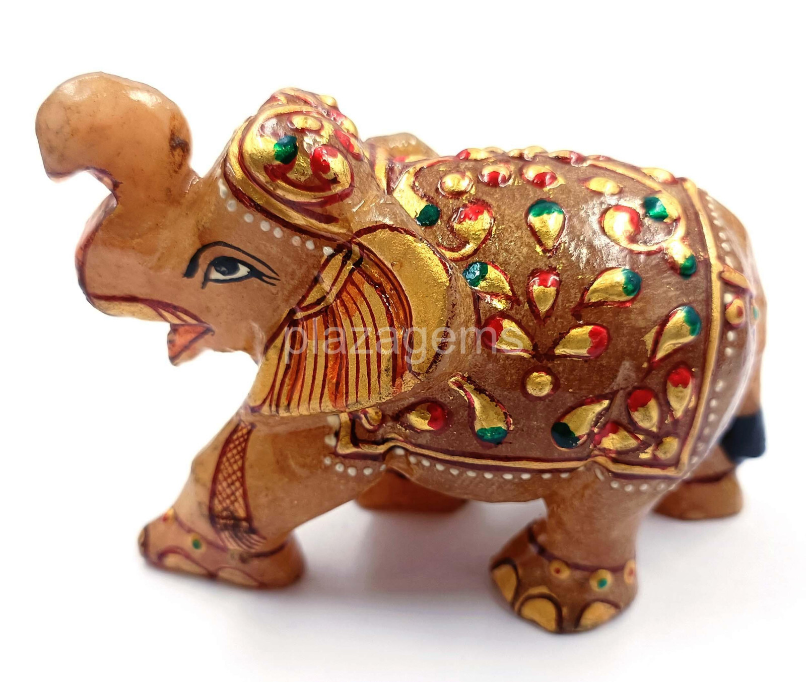 Green Jade Handcrafted Elephant – Gemstone Decorative Sculpture (Set of 10)