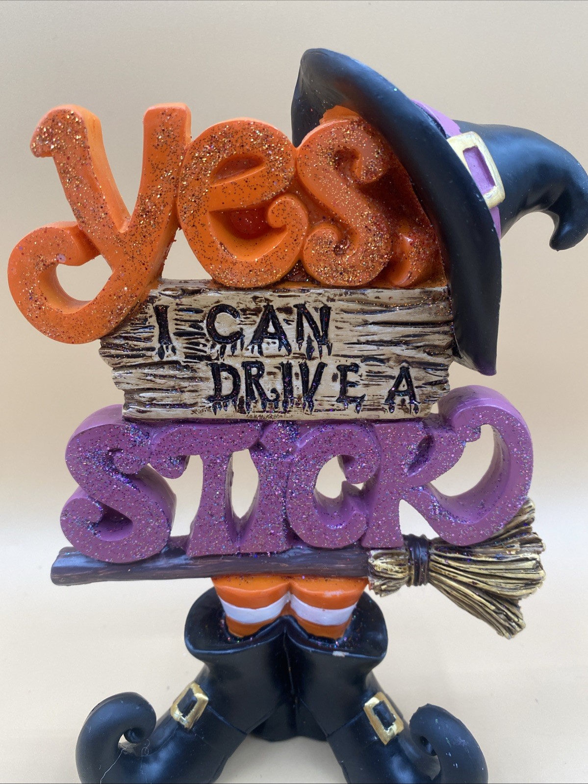 Yes I Can Drive A Stick Witch Figurine 7” Tall