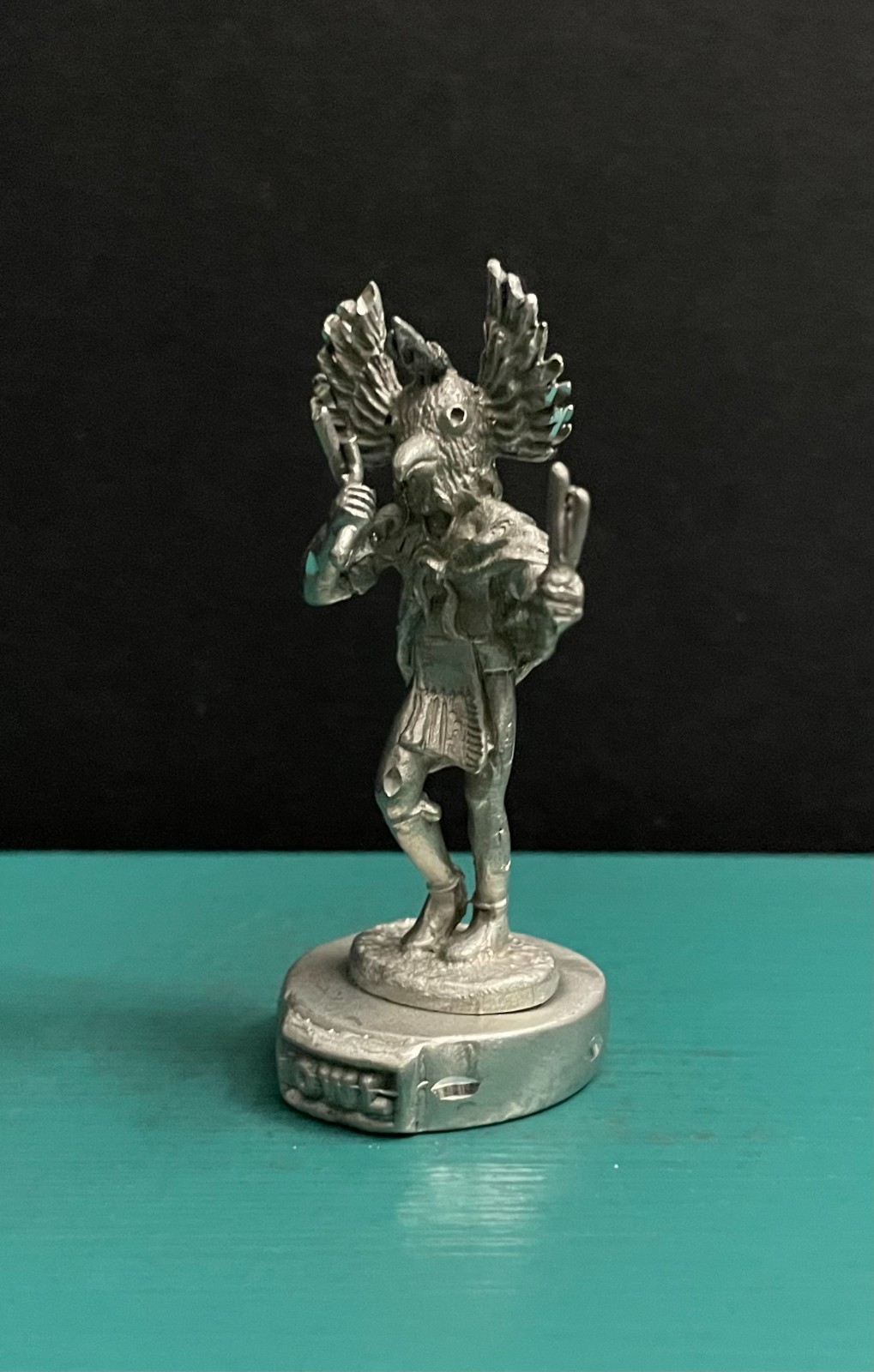 Pewter Native American Indian Owl Mongwu Kachina Doll Hopi Pueblo Art Figurine