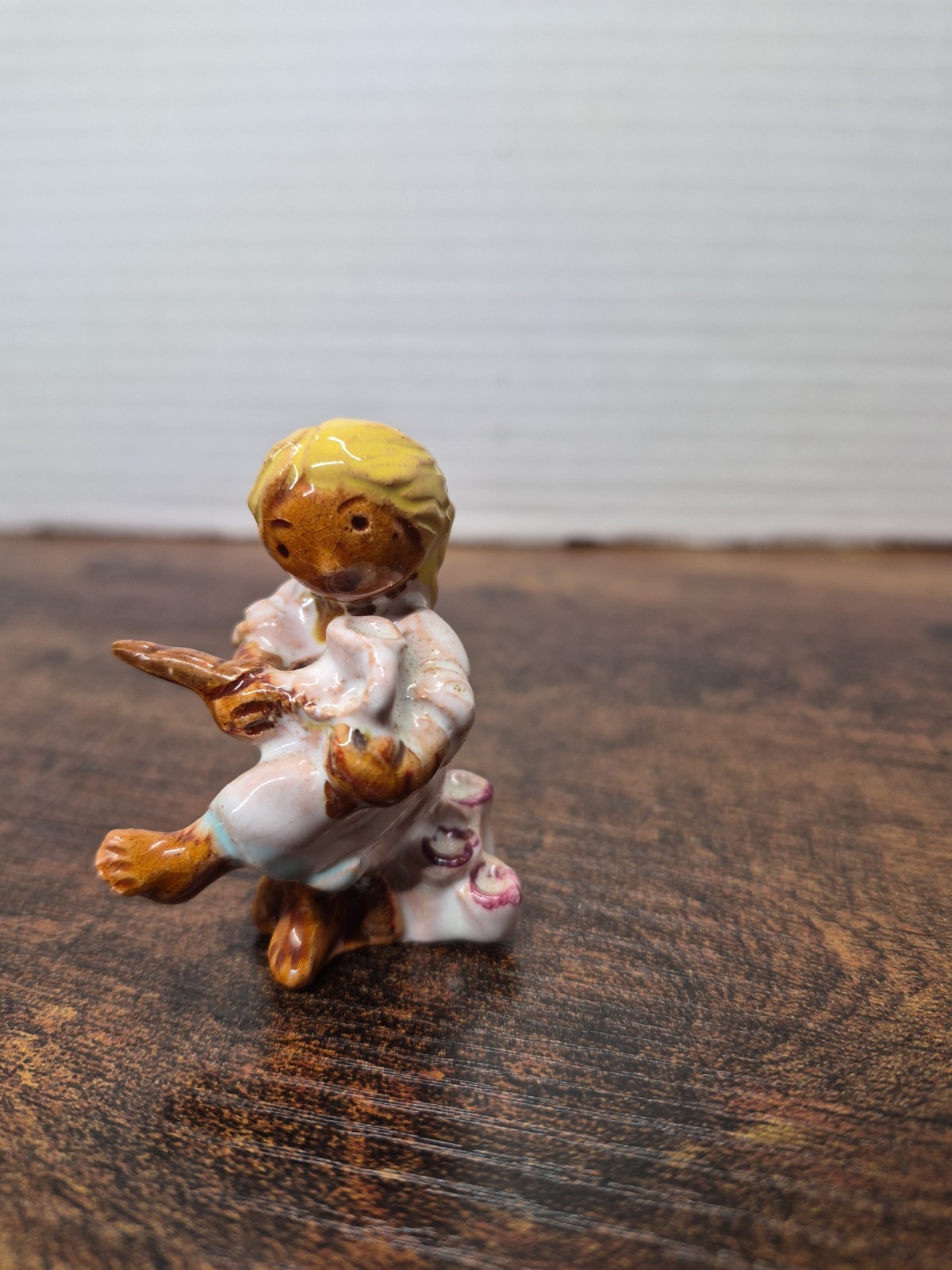 Vintage Hand Painted Small Glazed Ceramic Girl Figurine