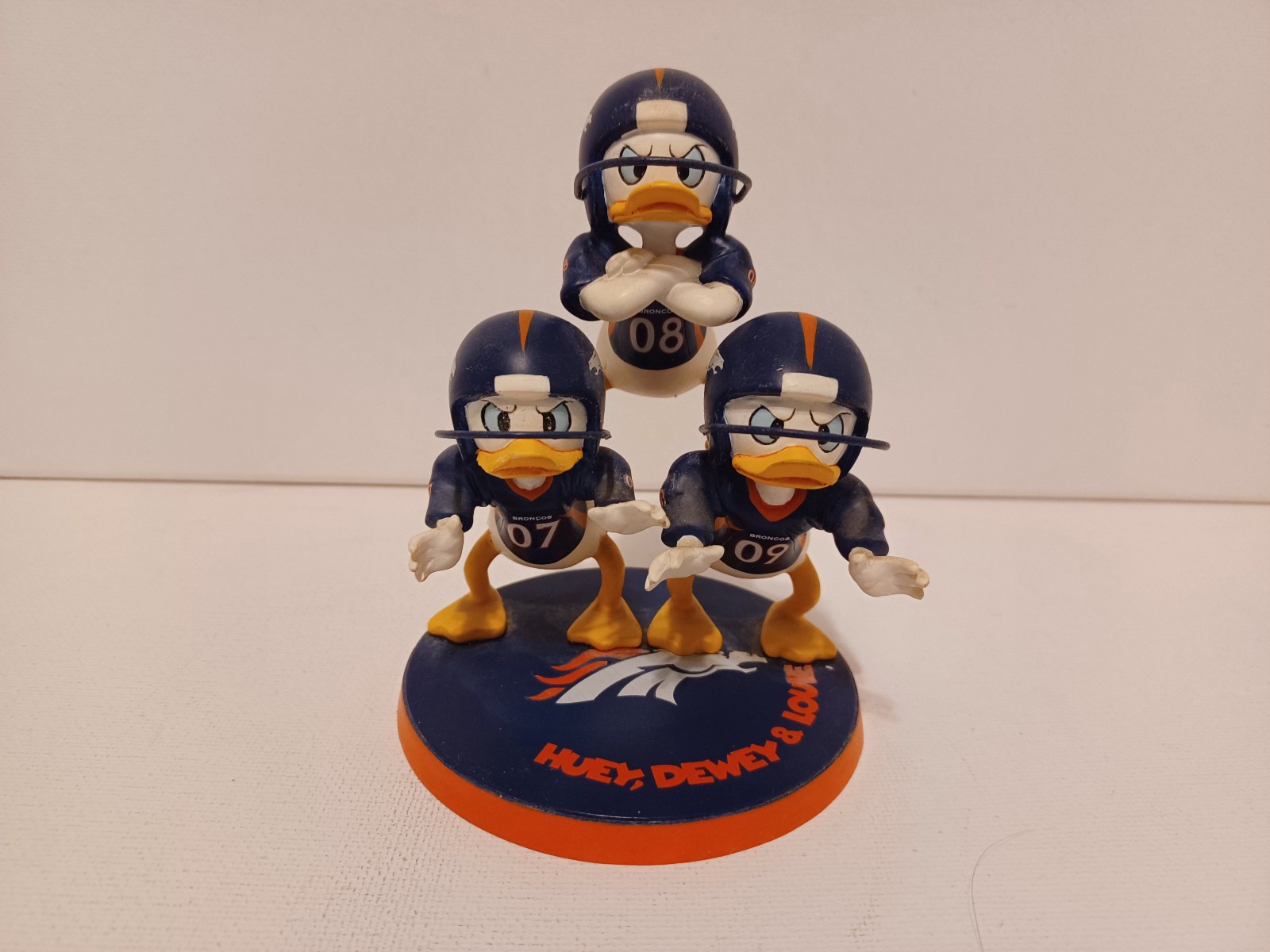 RARE Danbury Denver Broncos Disney Huey Dewey Louie Figurine