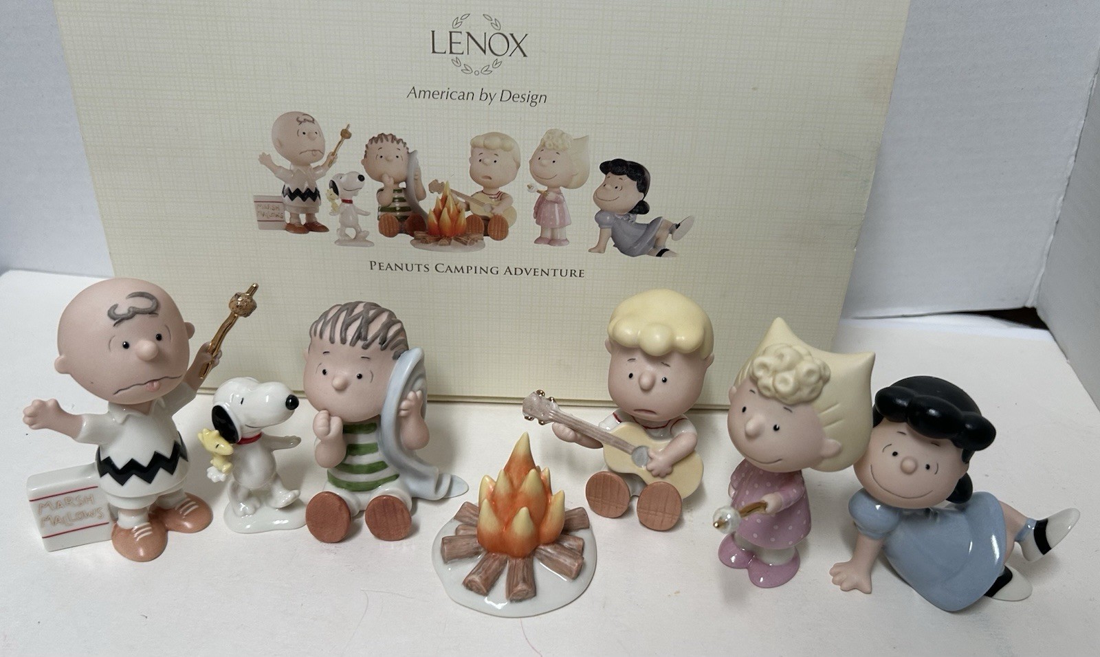 Lenox Peanuts “Camping Adventure” Complete Set Of 7-COA & Original Box