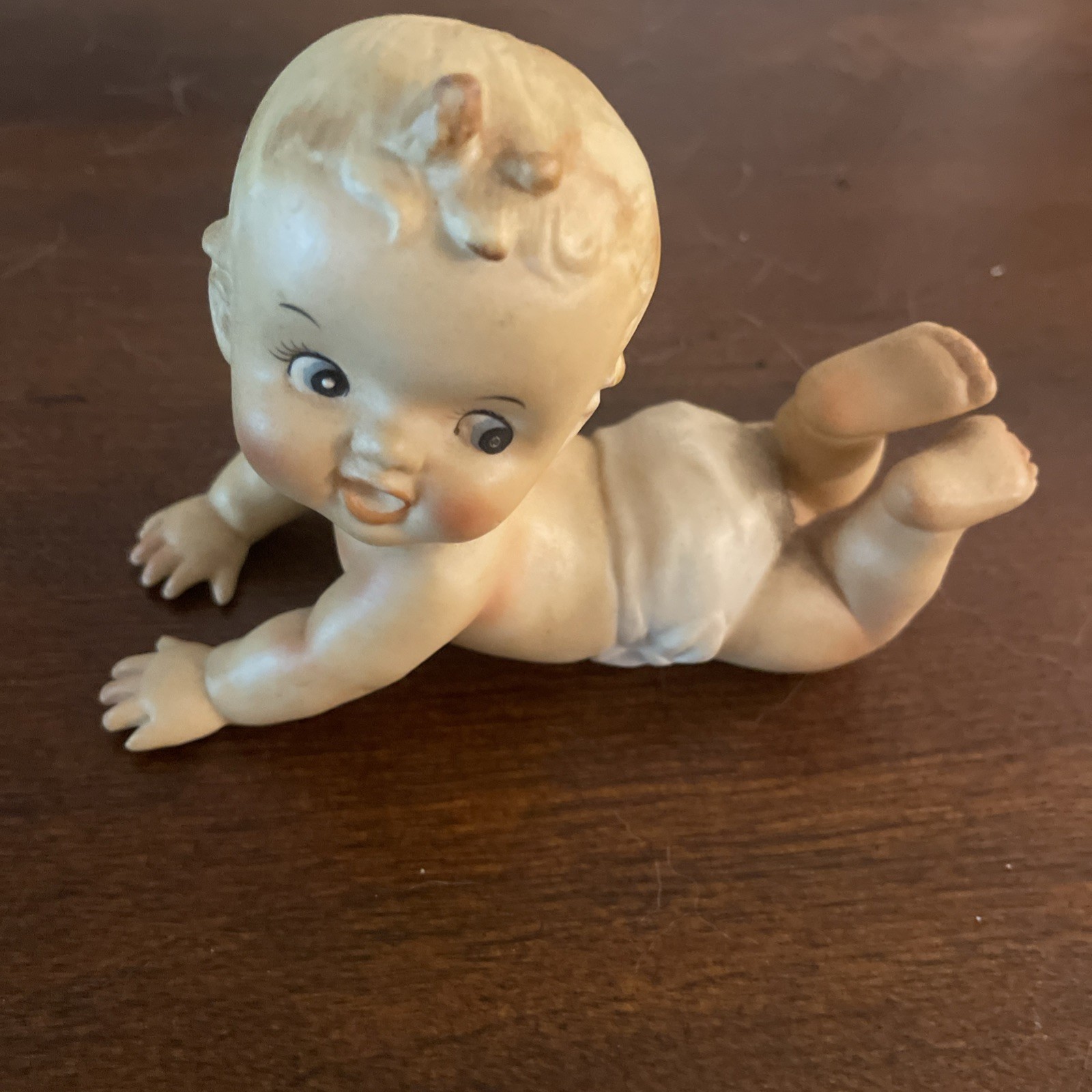 Vintage Napco Piano Baby on Tummy Porcelain Bisque Figurine N3149