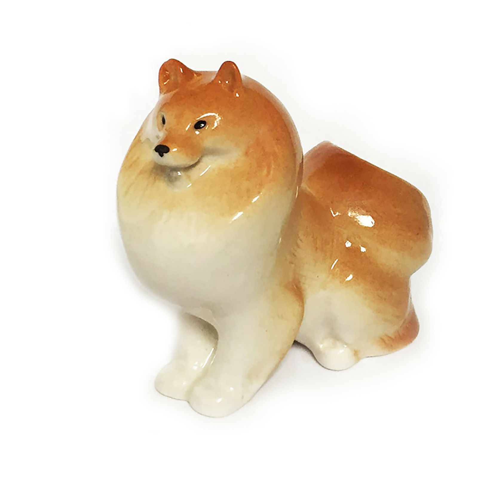 2 7/8″ Lomonosov Porcelain Figurine Spitz Small – Light Brown