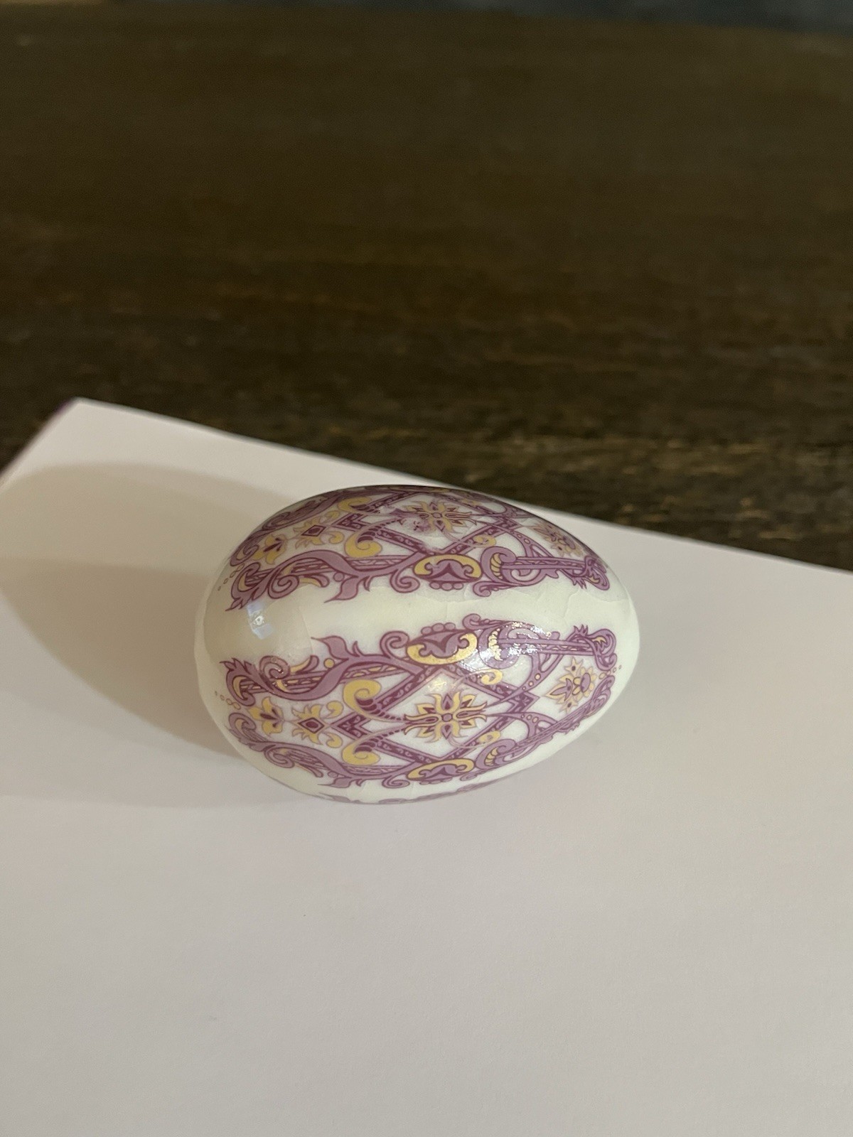 Ceramic Decorative Egg Purple Eastern Design, 3.0 Inch High