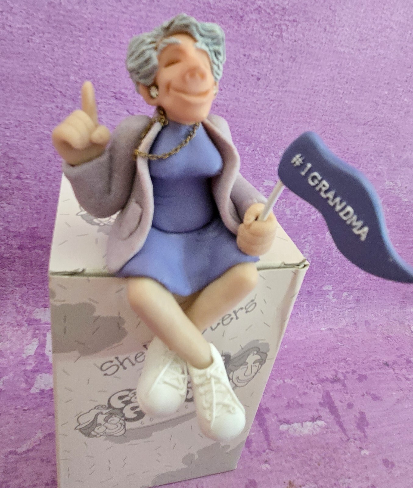 Diana Manning Shelf Sitter Figurine #1 Grandma Purple Vintage Collectible in Box