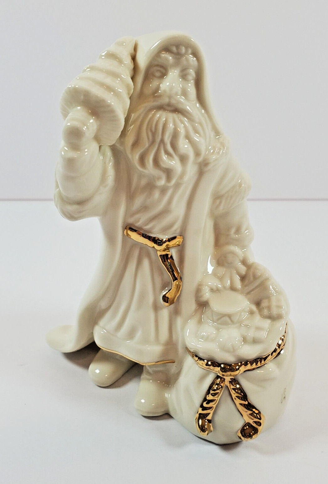 Lenox Classic Kris Kringle Santa Claus Porcelain Figurine White Gold Trim 4.5″ H