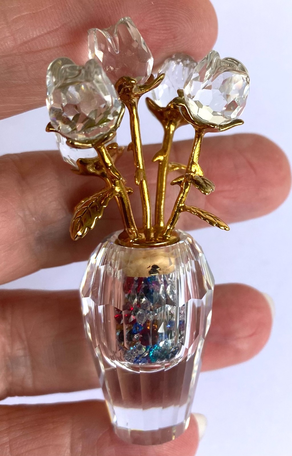 Swarovski Crystal Memories Secrets Rose Vase/ Flacon with gems #210823 Retired