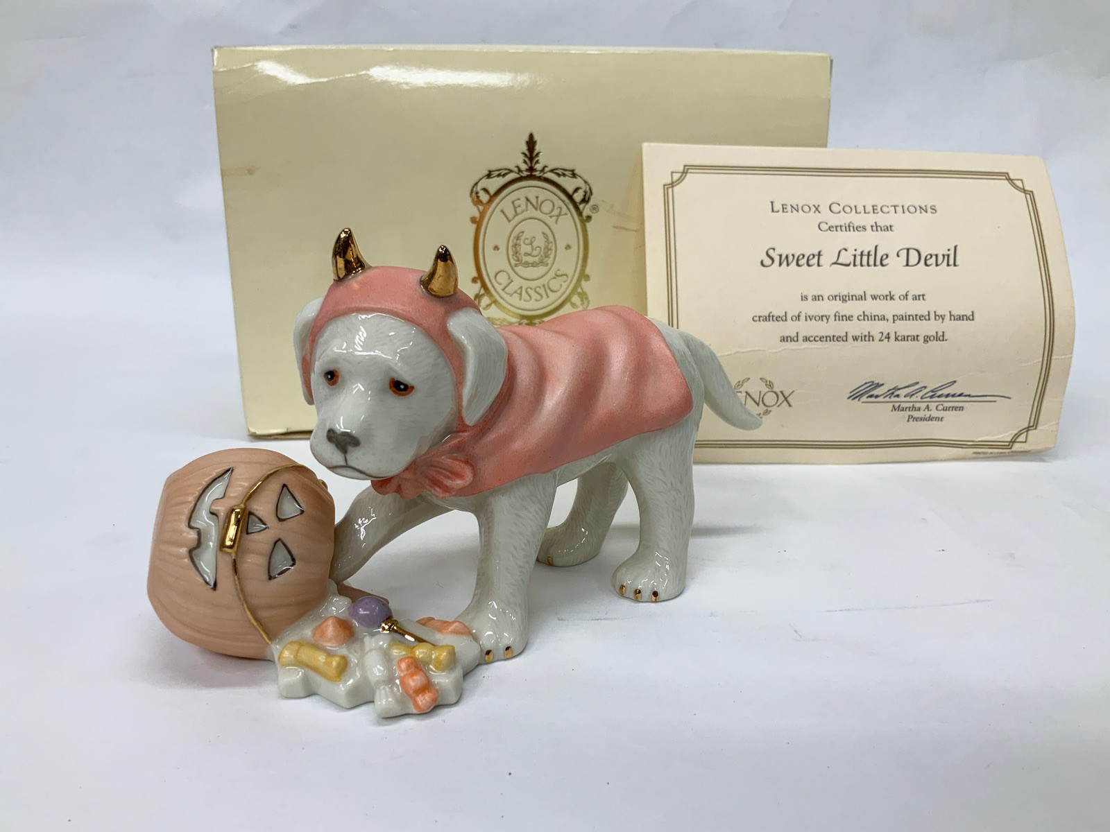 LENOX SWEET LITTLE DEVIL LABRADOR PUPPY Halloween Dog Sculpture 24kt – BOX w COA