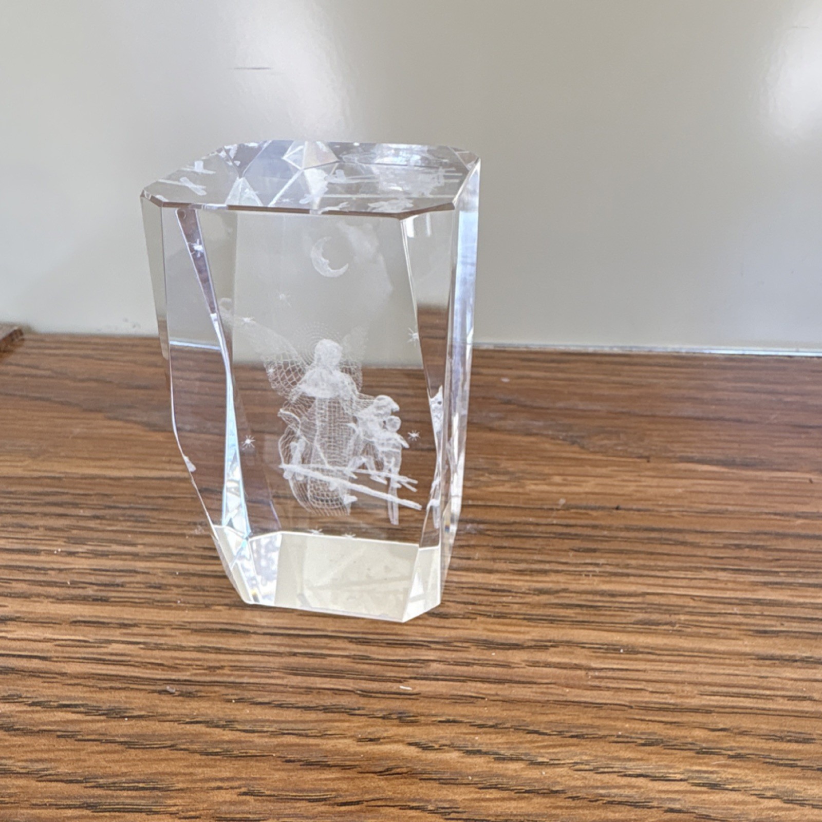 Crystal Angel Figurine Clear 3D Effect Glass Sculpture Decorative Adults Theme