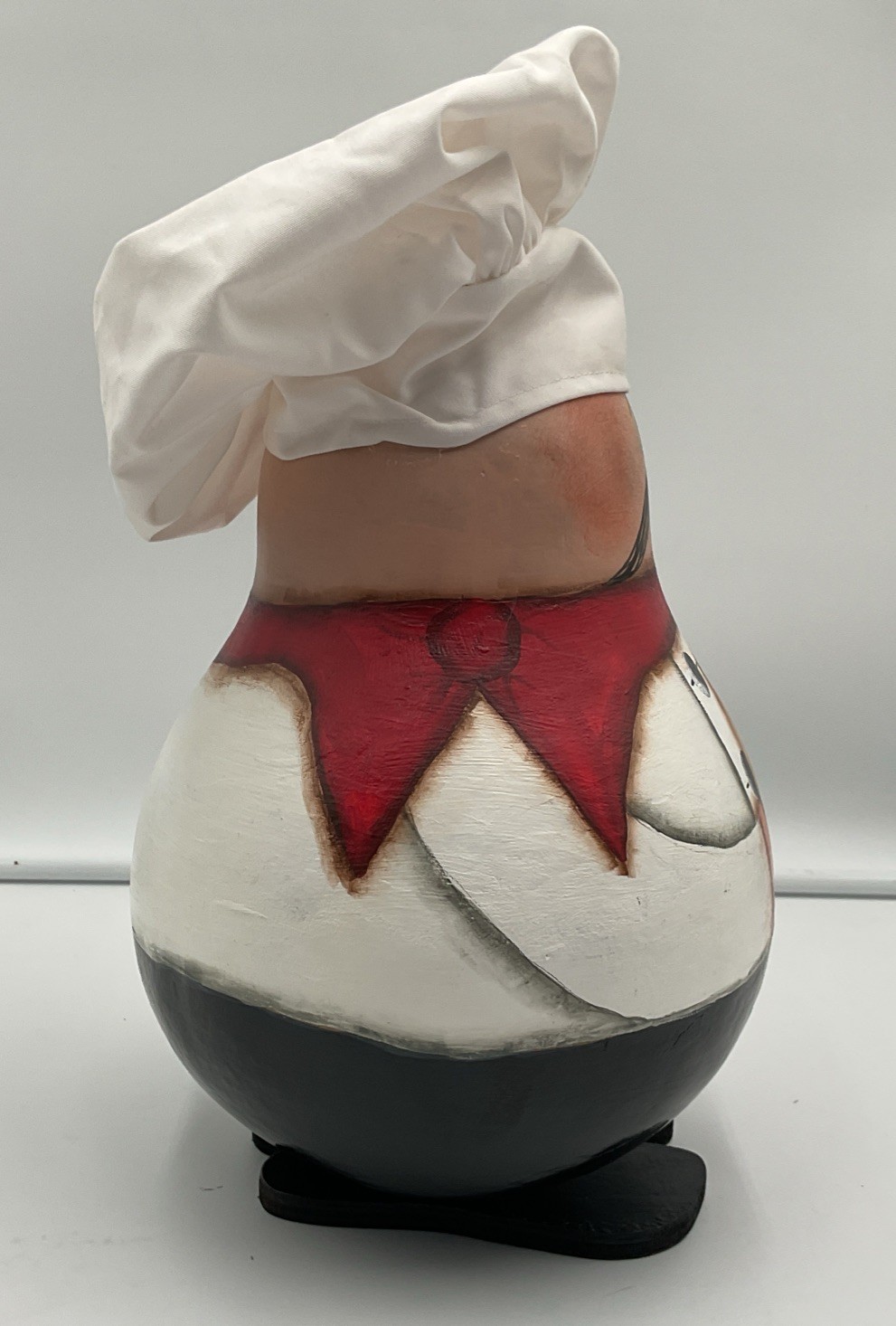 Hand Painted Wooden Chef Figure With Fabric Hat 14” Kitchen Decor