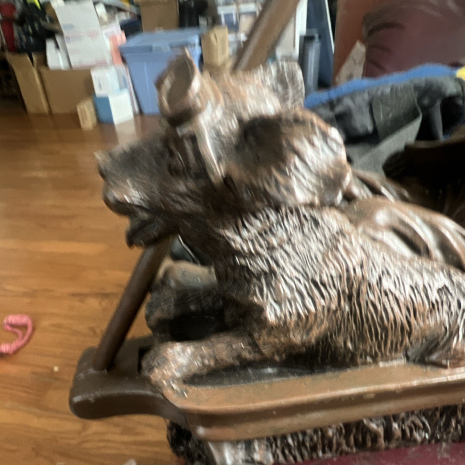 WW2 USN Air Force 1942 Bronze Metal Antique Figurine Child with Dog