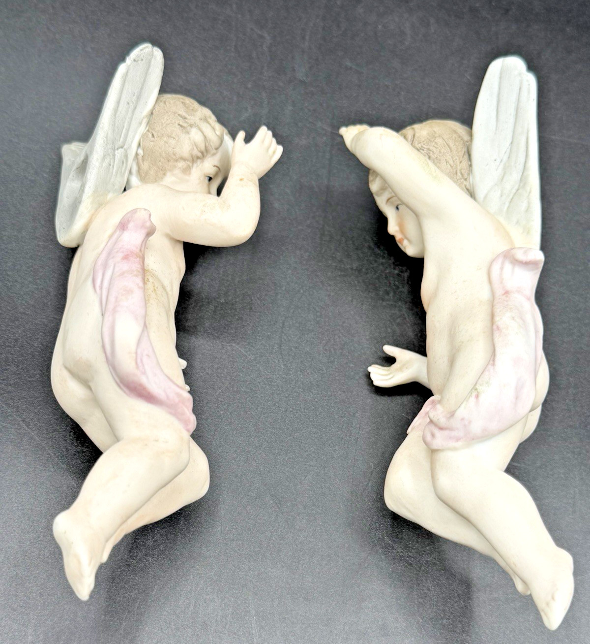 Vintage Rare Lipper and Mann Wall Cherubs Collectible Angels W/Pink Sash, Japan