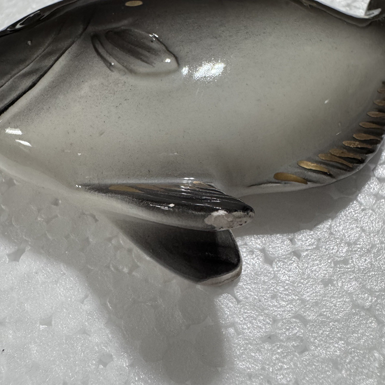 Vintage Lefton Black, White And Gold Wall Plaque Fish