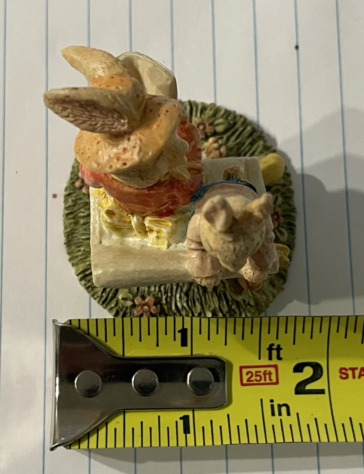 Female Rabbit Reading Book On Bench with Child Rabbit Figurine