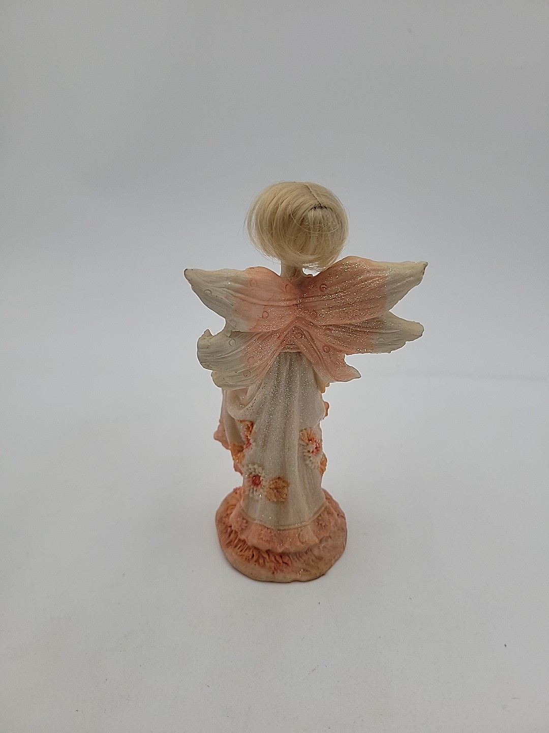 Vintage Fairy Figurine with Floral Dress, Blonde Hair 6 inches Tall