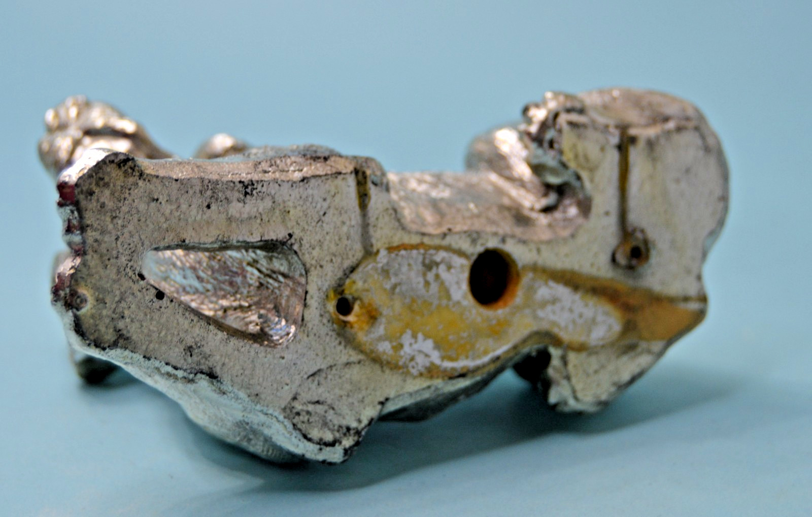 Silvery dog figurine 4.5″ long unknown composition