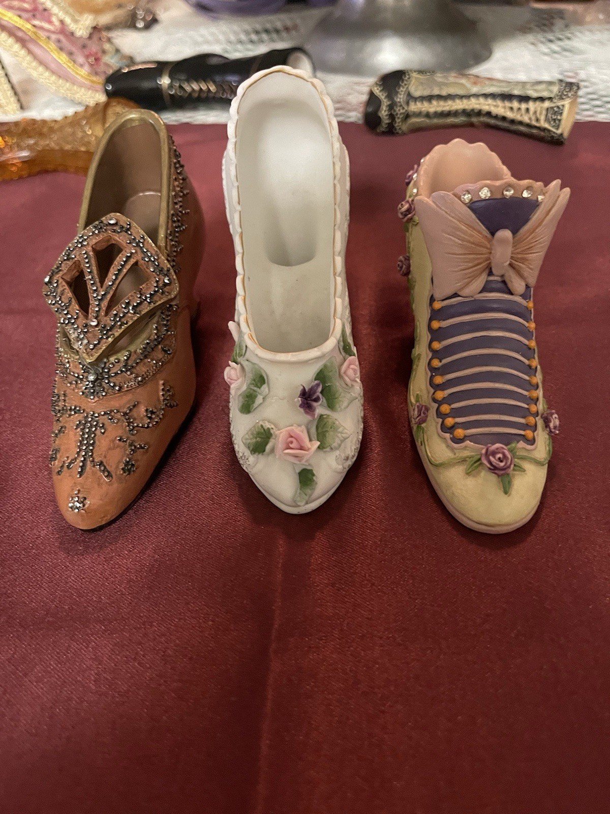 Vintage Shoe Figurine Lot Of 3