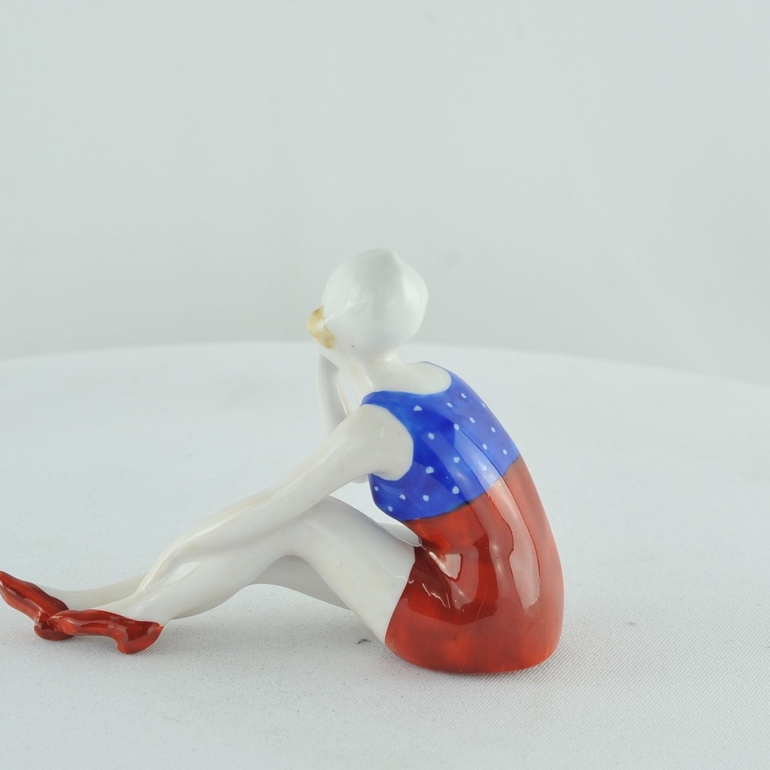 Art Nouveau Style Figurine Bathing Beauty Sexy Art Deco-German Style Porcelain