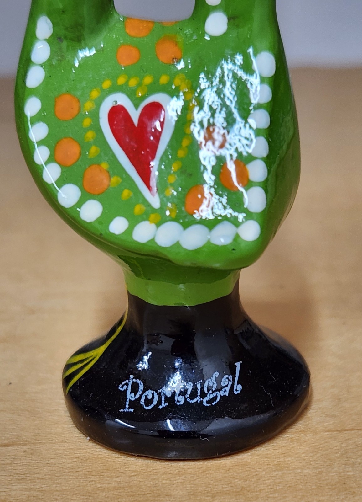 Galo de Barcelos Rooster Figurine Avocado Green Hearts Made in Portugal