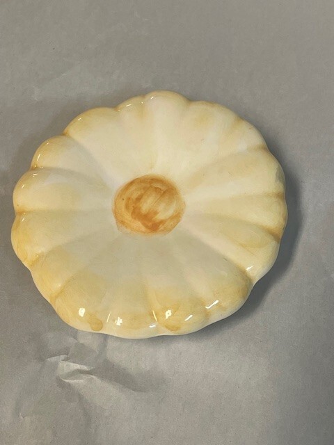 Handpainted Yellow Ceramic Flower Piece Made in Italy – Signed – 3.75″