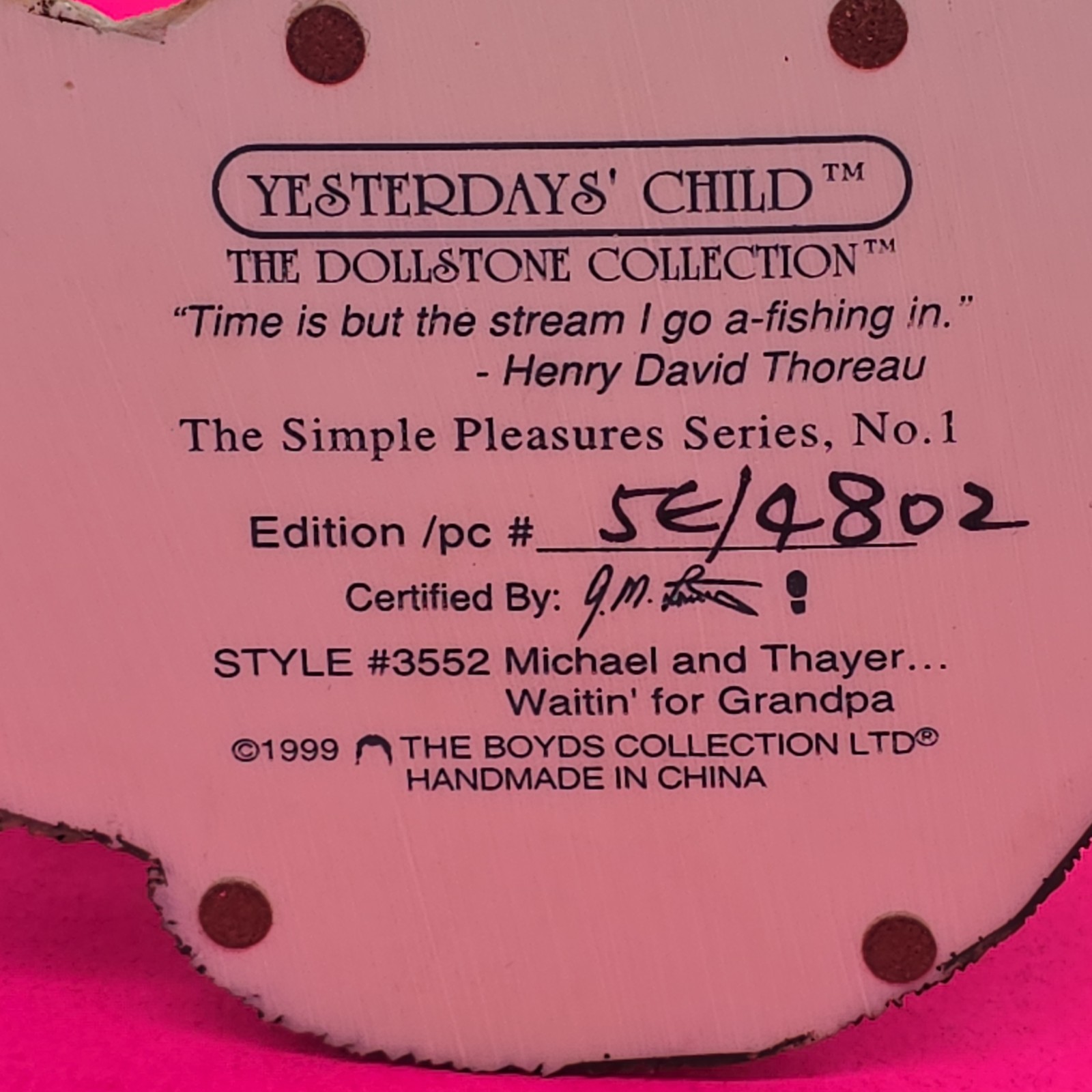 Boyds Time is but the Stream Fishing Michael & Thayer Yesterdays Child #3552
